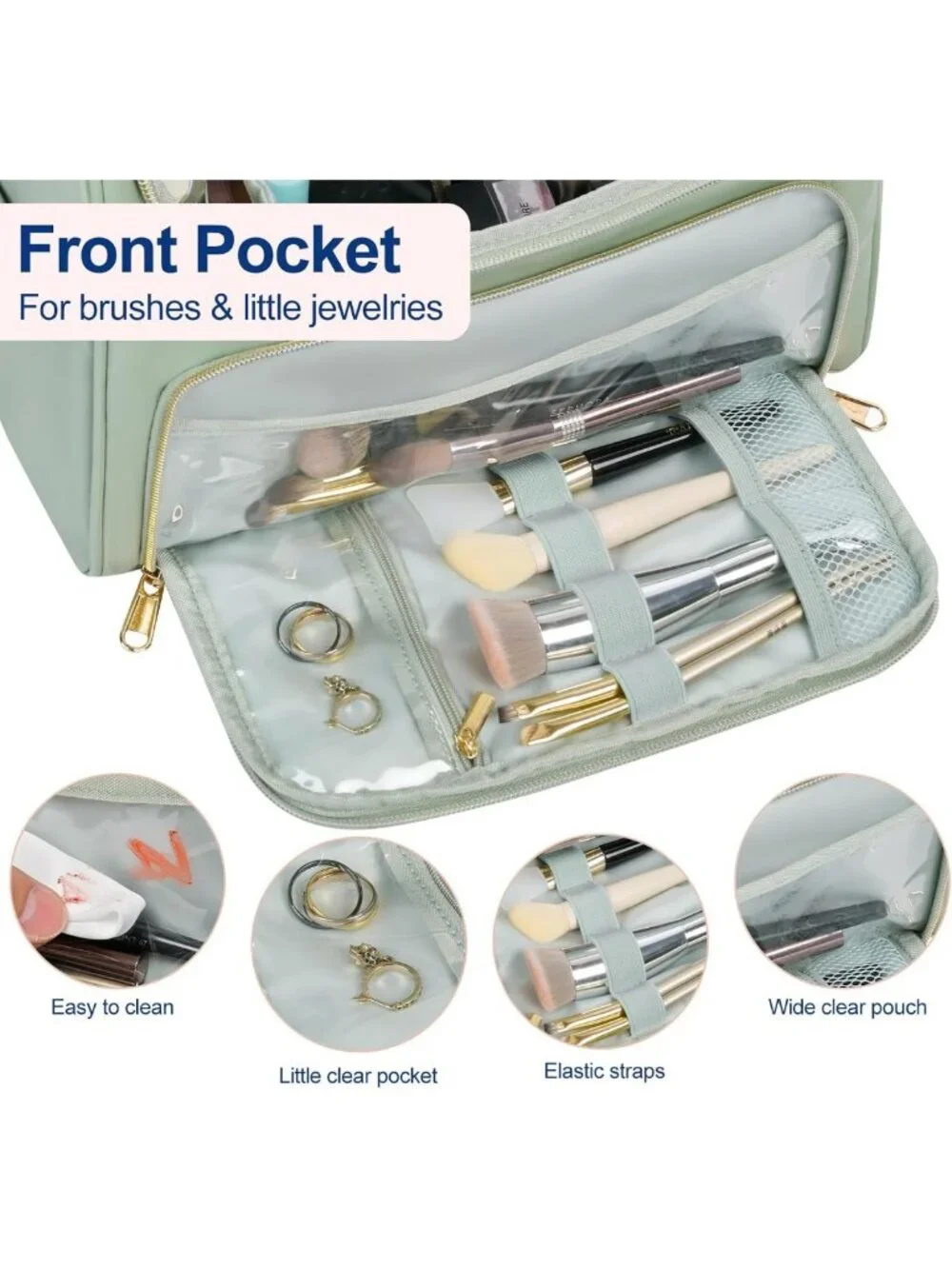 Large Waterproof Travel Toiletry & Makeup Organizer Bag with Handle & Dividers